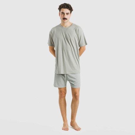 Pijama corto algodón hombre Sassy verde