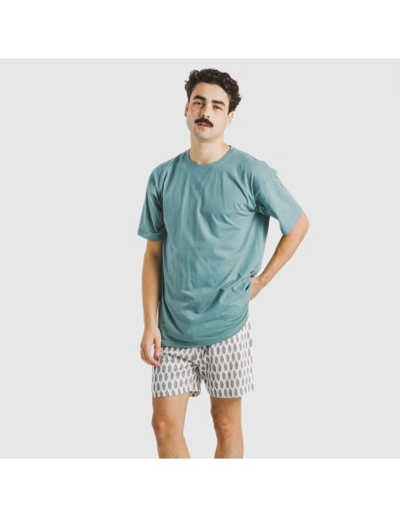 Pijama corto algodón hombre Arpani verde frances Pijama corto algodón hombre Arpani verde frances