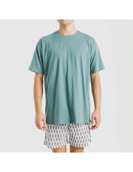 Pijama corto algodón hombre Arpani verde frances Pijama corto algodón hombre Arpani verde frances