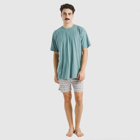 Pijama corto algodón hombre Arpani verde frances