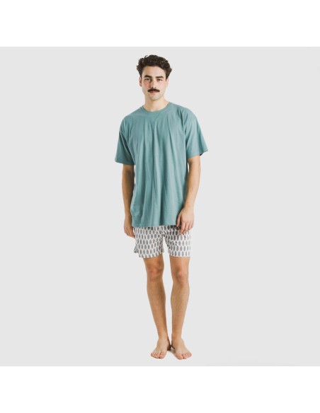 Pijama corto algodón hombre Arpani verde frances Pijama corto algodón hombre Arpani verde frances