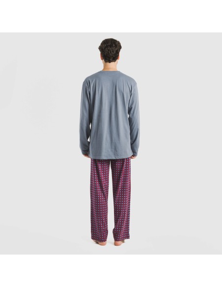 Pijama largo algodón hombre Gladiolo indigo