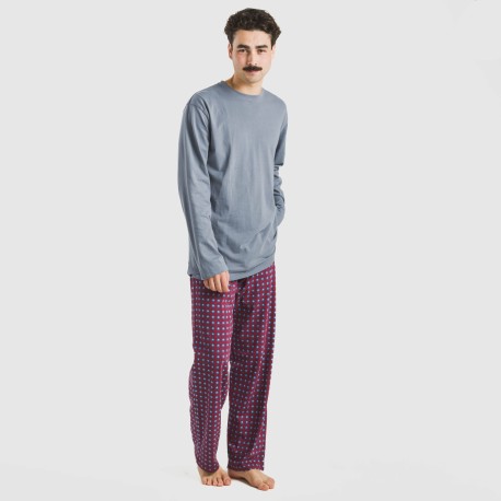 Pijama largo algodón hombre Gladiolo indigo