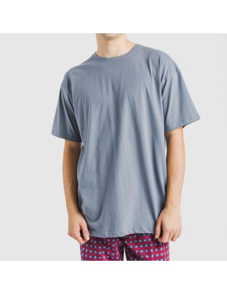Pijama largo manga corta algodón hombre Gladiolo indigo Pijama largo manga corta algodón hombre Gladiolo indigo