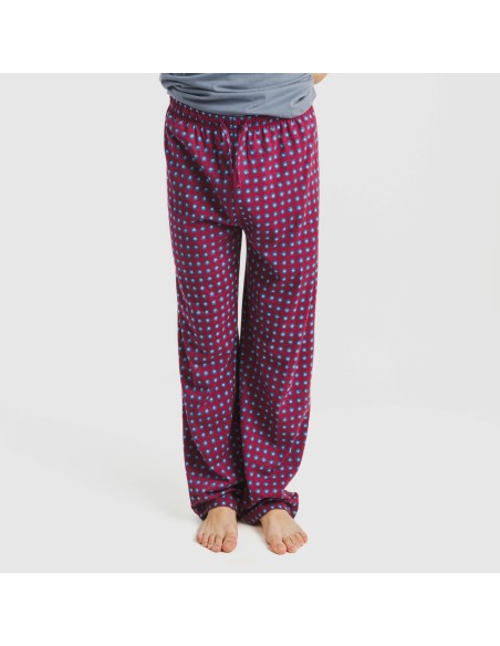 Pijama largo manga corta algodón hombre Gladiolo indigo Pijama largo manga corta algodón hombre Gladiolo indigo
