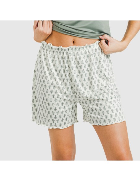 Pijama corto mujer manga fluida soft Remo verde Pijama corto mujer manga fluida soft Remo verde