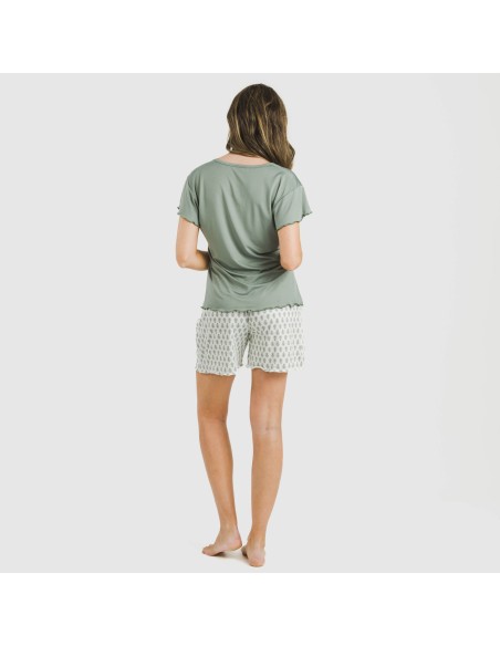 Pijama corto mujer manga fluida soft Remo verde Pijama corto mujer manga fluida soft Remo verde