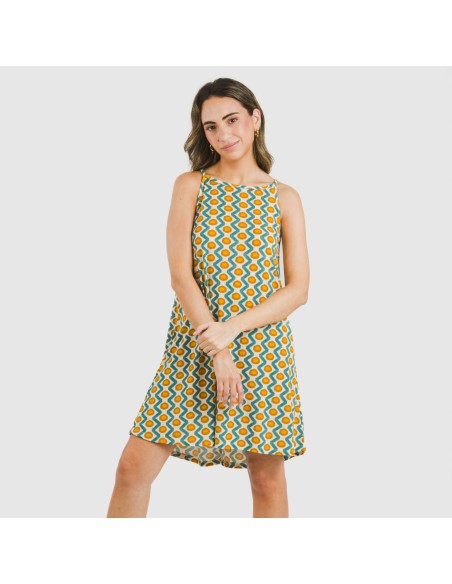 Vestido corto tirantes crepe Naya agua marina Vestido corto tirantes crepe Naya agua marina