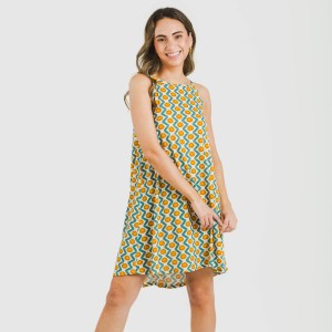 Vestido corto tirantes crepe Naya agua marina 2