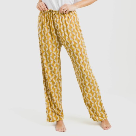 Pantalón viscosa Calsita mostaza