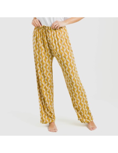 Pantalón viscosa Calsita mostaza