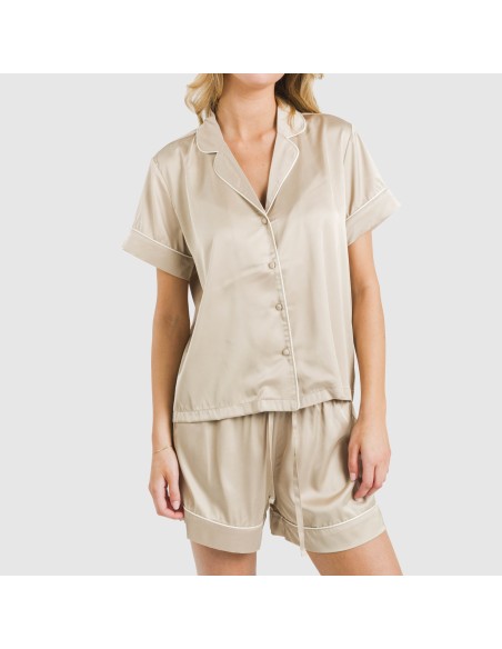 Pijama corto de manga corta satén Friday liso