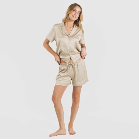 Pijama corto de manga corta satén Friday liso