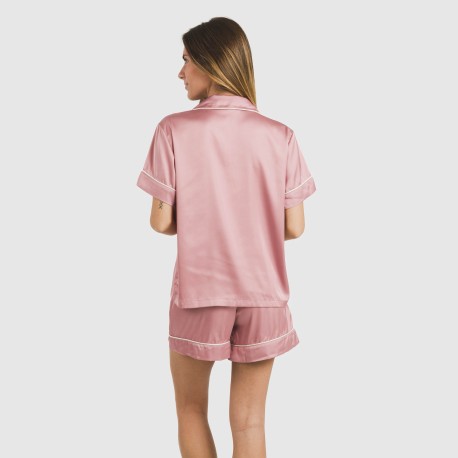 Pijama corto de manga corta satén Friday liso