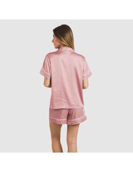 Pijama corto de manga corta satén Friday liso Pijama corto de manga corta satén Friday liso