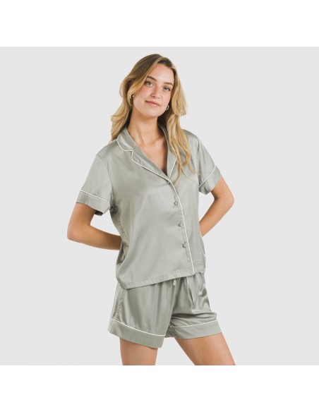 Pijama corto de manga corta satén Friday liso