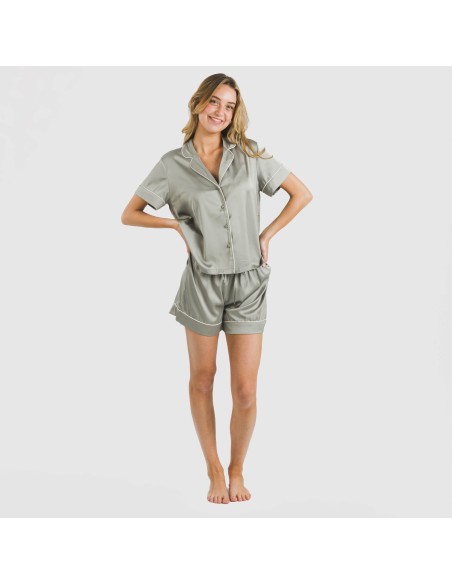 Pijama corto de manga corta satén Friday liso