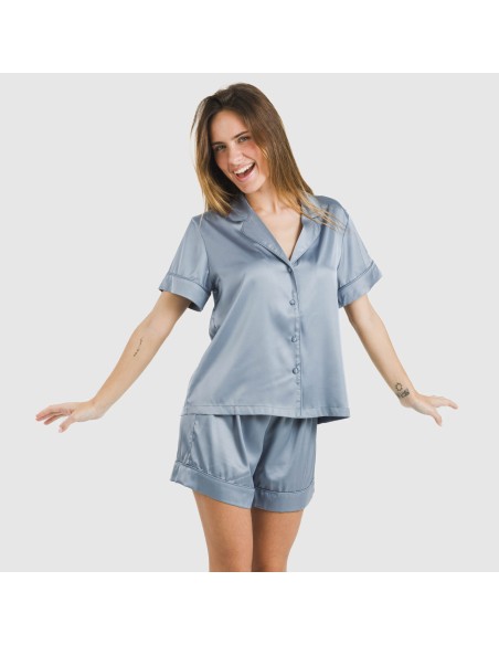 Pijama corto de manga corta satén Friday liso