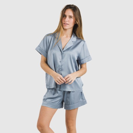 Pijama corto de manga corta satén Friday liso