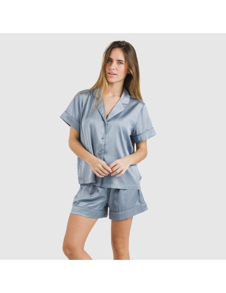 Pijama corto de manga corta satén Friday liso