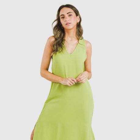 Vestido largo tirantes bambula liso