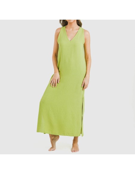 Vestido largo tirantes bambula liso Vestido largo tirantes bambula liso