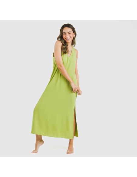 Vestido largo tirantes bambula liso Vestido largo tirantes bambula liso