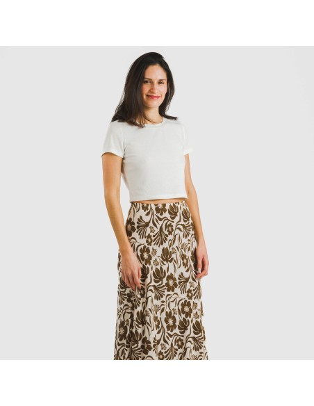 Falda midi viscosa bambula Alexis marrón Falda midi viscosa bambula Alexis marrón