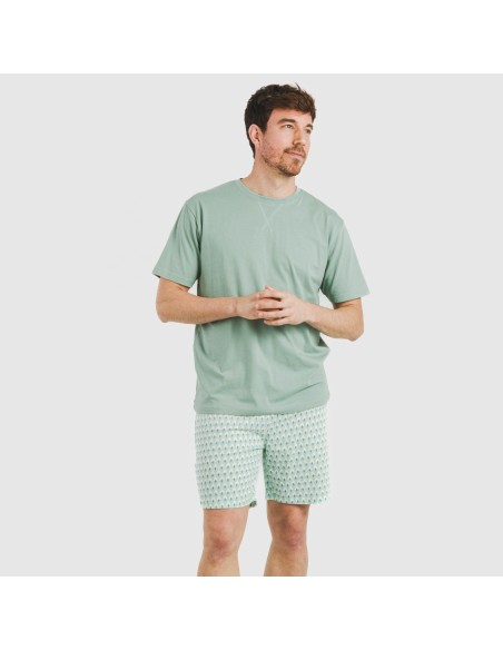 Pijama corto algodón hombre Olimpo verde francés Pijama corto algodón hombre Olimpo verde francés