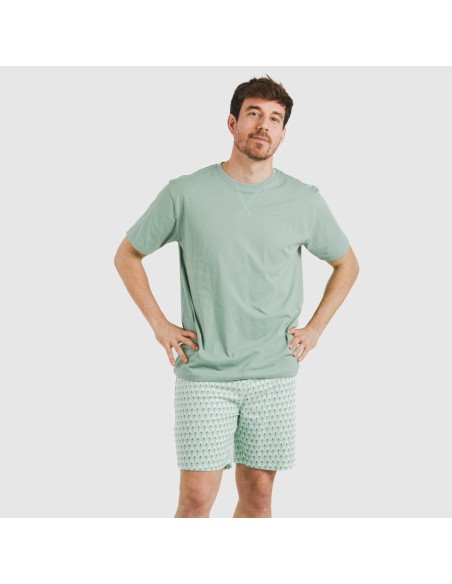 Pijama corto algodón hombre Olimpo verde francés Pijama corto algodón hombre Olimpo verde francés