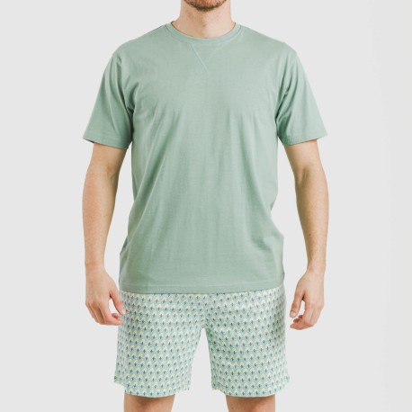 Pijama corto algodón hombre Olimpo verde francés
