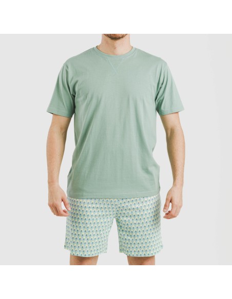 Pijama corto algodón hombre Olimpo verde francés Pijama corto algodón hombre Olimpo verde francés