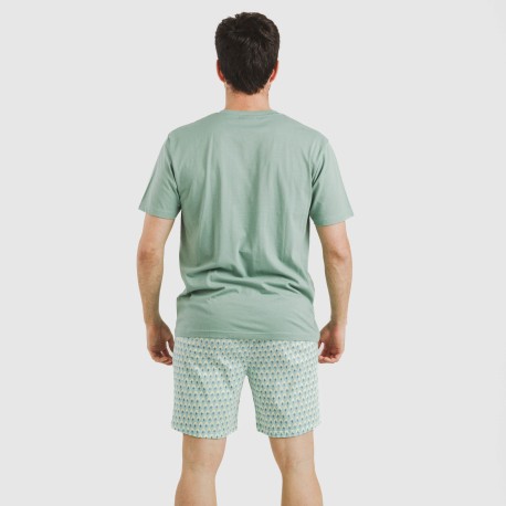 Pijama corto algodón hombre Olimpo verde francés