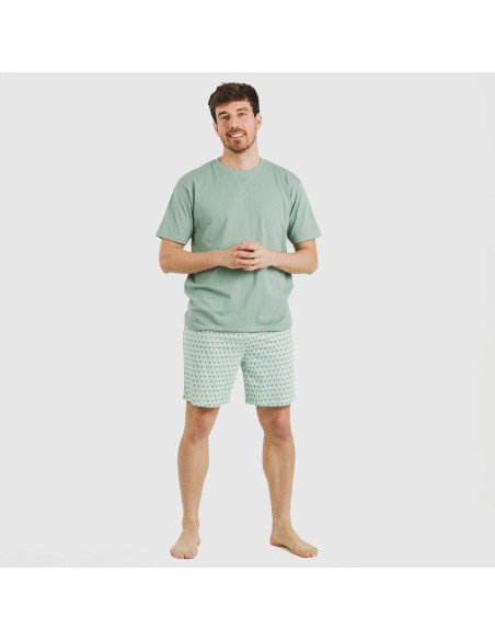 Pijama corto algodón hombre Olimpo verde francés Pijama corto algodón hombre Olimpo verde francés