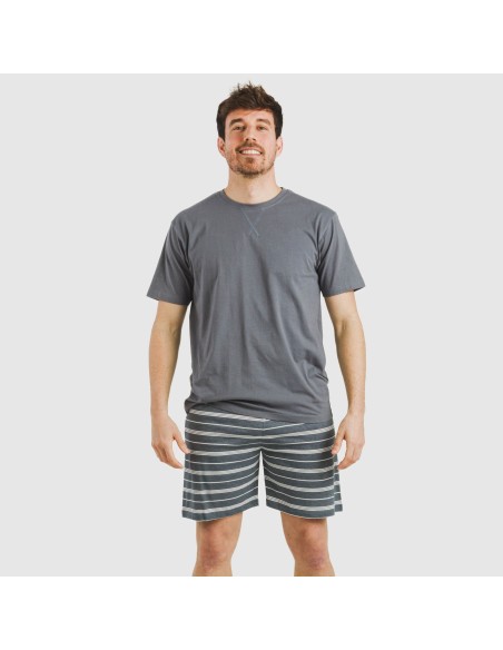 Pijama corto algodón hombre Raya Gastur indigo Pijama corto algodón hombre Raya Gastur indigo