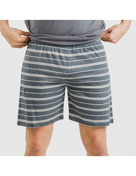 Pijama corto algodón hombre Raya Gastur indigo Pijama corto algodón hombre Raya Gastur indigo