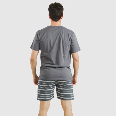Pijama corto algodón hombre Raya Gastur indigo