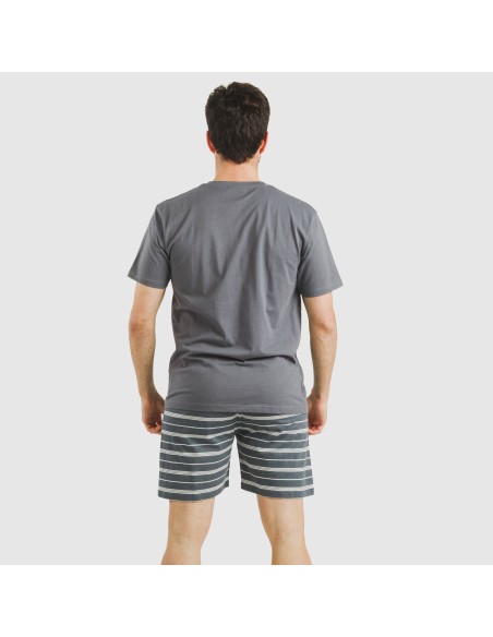 Pijama corto algodón hombre Raya Gastur indigo Pijama corto algodón hombre Raya Gastur indigo