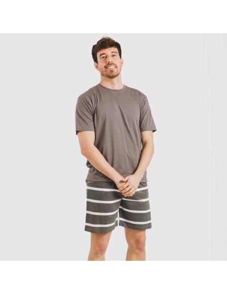 Pijama corto algodón hombre Raya Nit New topo Pijama corto algodón hombre Raya Nit New topo