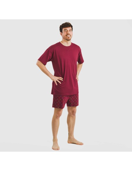 Pijama corto algodón hombre Savino burdeos