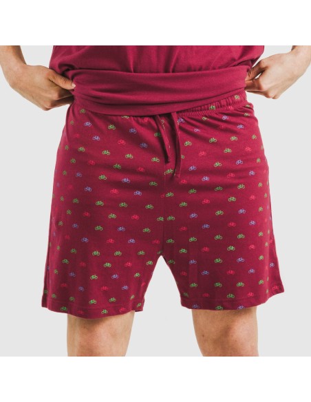 Pijama corto algodón hombre Savino burdeos