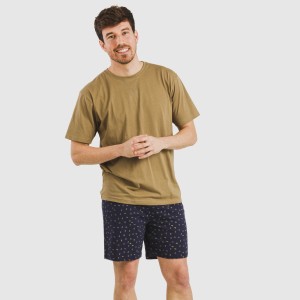 Pijama corto algodón hombre Oggy caqui