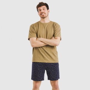 Pijama corto algodón hombre Oggy caqui 2