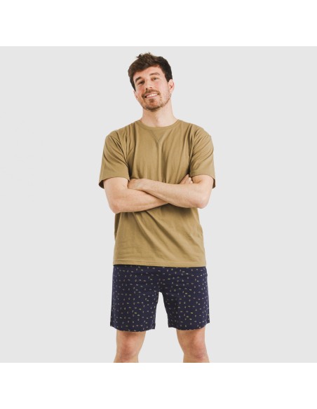 Pijama corto algodón hombre Oggy caqui