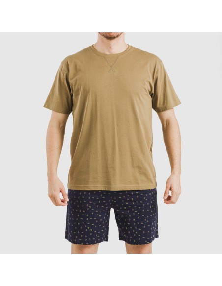 Pijama corto algodón hombre Oggy caqui