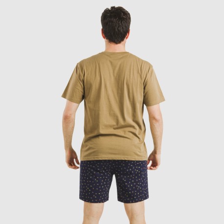 Pijama corto algodón hombre Oggy caqui