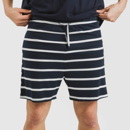 Pijama corto algodón hombre Raya Sailor azul marino