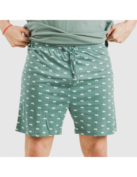 Pijama corto algodón hombre Dawin verde