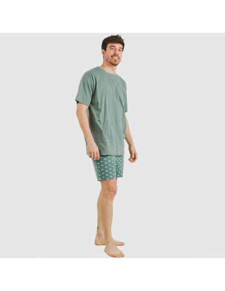 Pijama corto algodón hombre Dawin verde