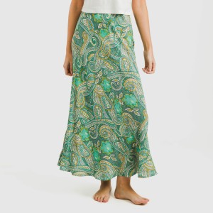 Falda midi viscosa bambula Patme verde